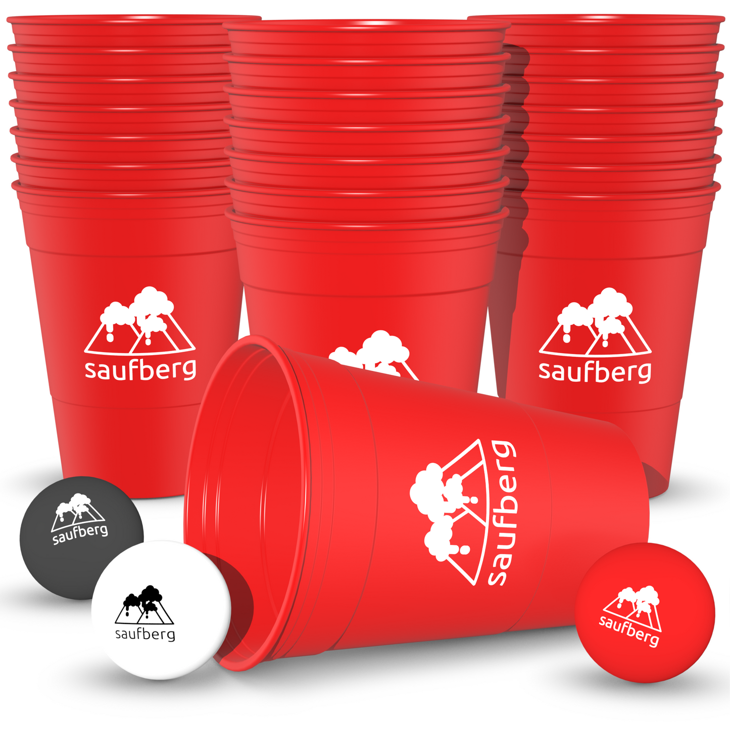 Original Saufberg reusable beer pong cup set red